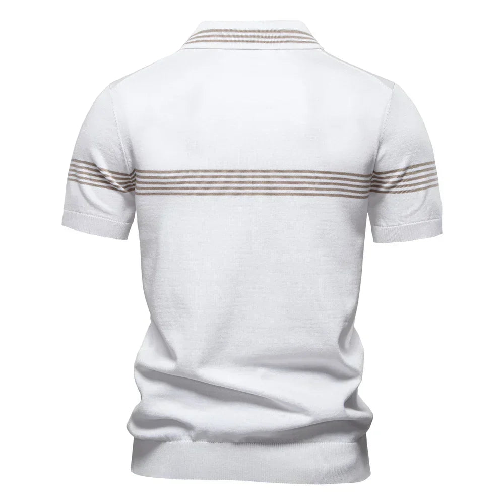 T-Shirt mit Kragen | Gestrickt | Viertel-Reißverschluss | Polo-T-Shirt | Herren-Poloshirt-Chaps Herrenmode