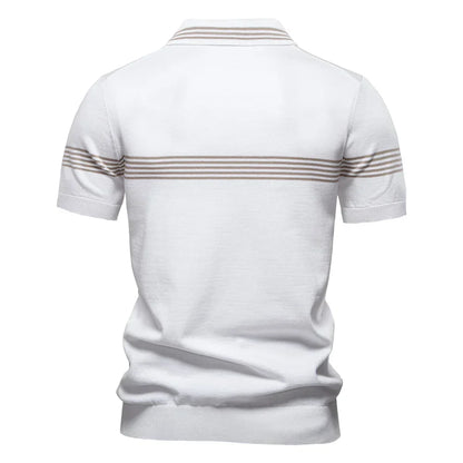 T-Shirt mit Kragen | Gestrickt | Viertel-Reißverschluss | Polo-T-Shirt | Herren-Poloshirt-Chaps Herrenmode