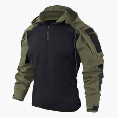 Taktische Jacke | Halb-Reißverschluss | Kapuze | Militärjacke | Herrenbekleidung-Dunkelgrün-M-Chaps Herrenmode