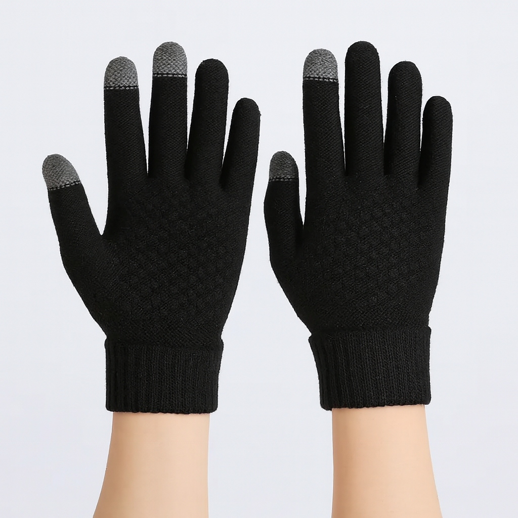 Touchscreen-Handschuhe | Unisex | Warm | Winterhandschuhe | Strickhandschuhe-Schwarz-Chaps Herrenmode