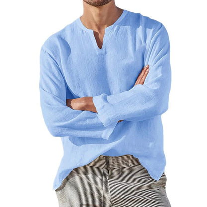 Trachtenhemd Herren - Baumwolle Leinen Schwarz Oktoberfest-Blau-M-Chaps Herrenmode