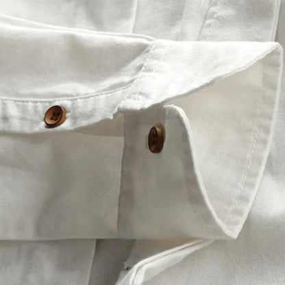 Trachtenhemd Herren - Baumwolle Leinen Stehkragen Grau Oktoberfest-Chaps Herrenmode