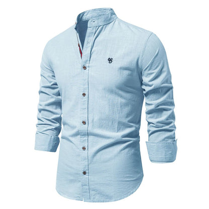 Trachtenhemd Herren - Baumwolle Traditionell Weiß Oktoberfest-Hellblau-XS-Chaps Herrenmode