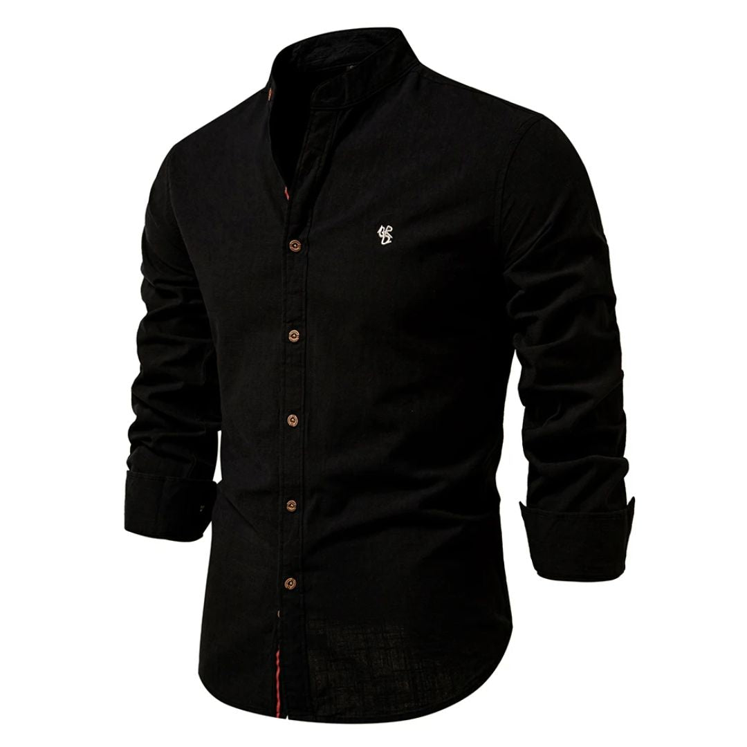 Trachtenhemd Herren - Baumwolle Traditionell Weiß Oktoberfest-Schwarz-XS-Chaps Herrenmode