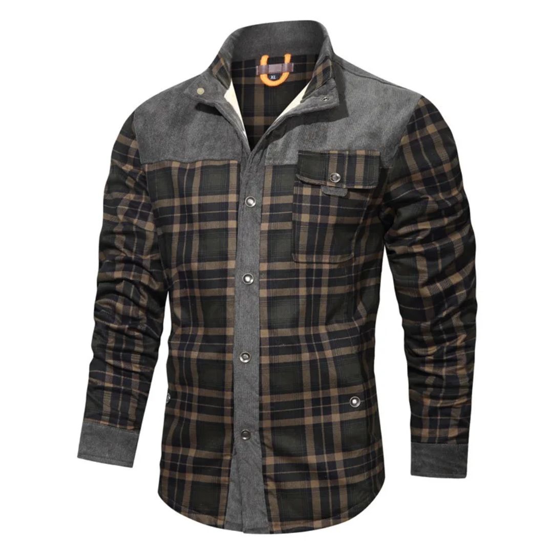 Trachtenhemd Herren - Grau Oktoberfest-Grau Grün-S-Chaps Herrenmode