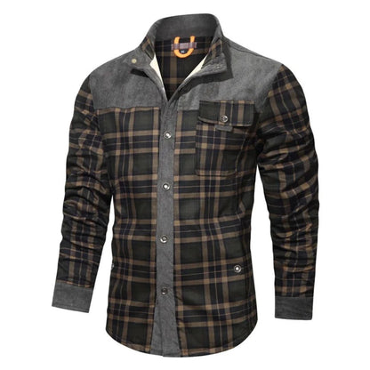 Trachtenhemd Herren - Grau Oktoberfest-Grau Grün-S-Chaps Herrenmode