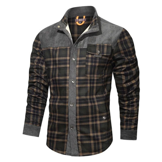 Trachtenhemd Herren - Grau Oktoberfest-Grau Grün-S-Chaps Herrenmode