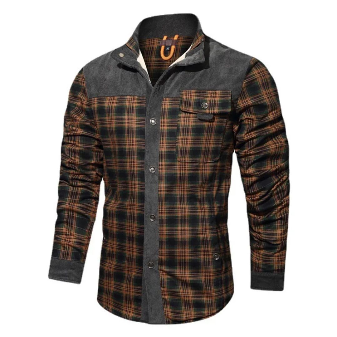 Trachtenhemd Herren - Grau Oktoberfest-Grau Khaki-S-Chaps Herrenmode
