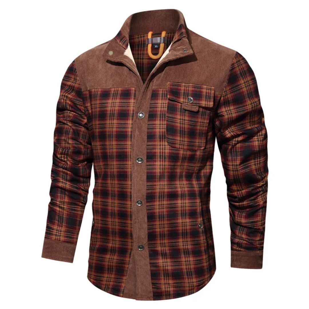Trachtenhemd Herren - Grau Oktoberfest-Khaki Rot-S-Chaps Herrenmode