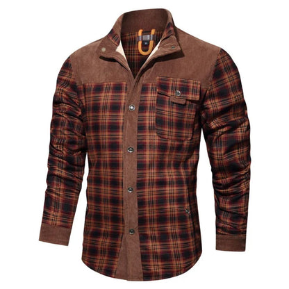 Trachtenhemd Herren - Grau Oktoberfest-Khaki Rot-S-Chaps Herrenmode