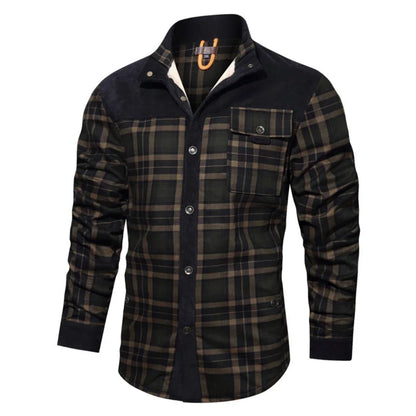 Trachtenhemd Herren - Grau Oktoberfest-Schwarz Grün-S-Chaps Herrenmode