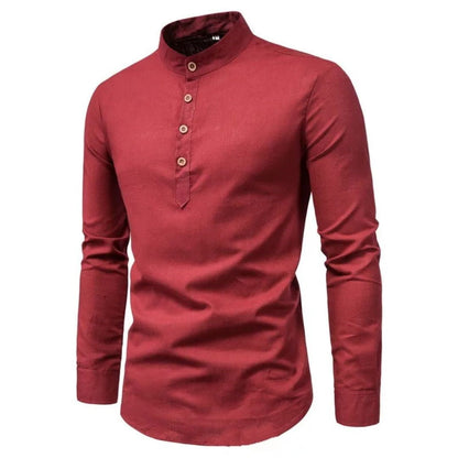 Trachtenhemd Herren - Stehkragen Schwarz Oktoberfest-Rot-M-Chaps Herrenmode