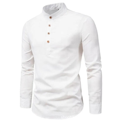 Trachtenhemd Herren - Stehkragen Schwarz Oktoberfest-Weiß-M-Chaps Herrenmode