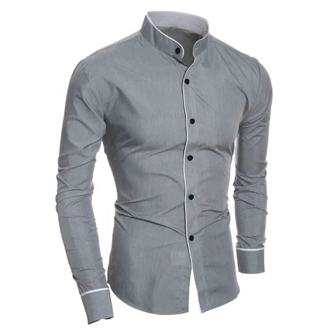 Trachtenhemd Herren - Weiß Oktoberfest-Grau-M-Chaps Herrenmode