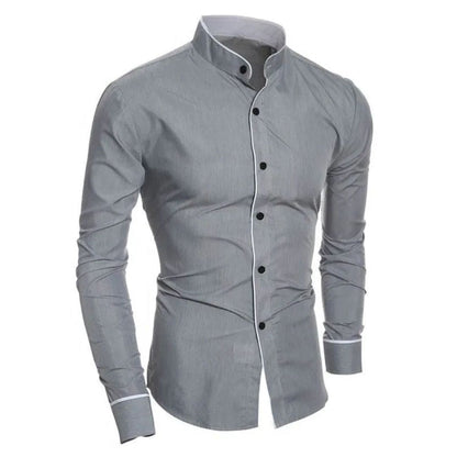 Trachtenhemd Herren - Weiß Oktoberfest-Grau-M-Chaps Herrenmode
