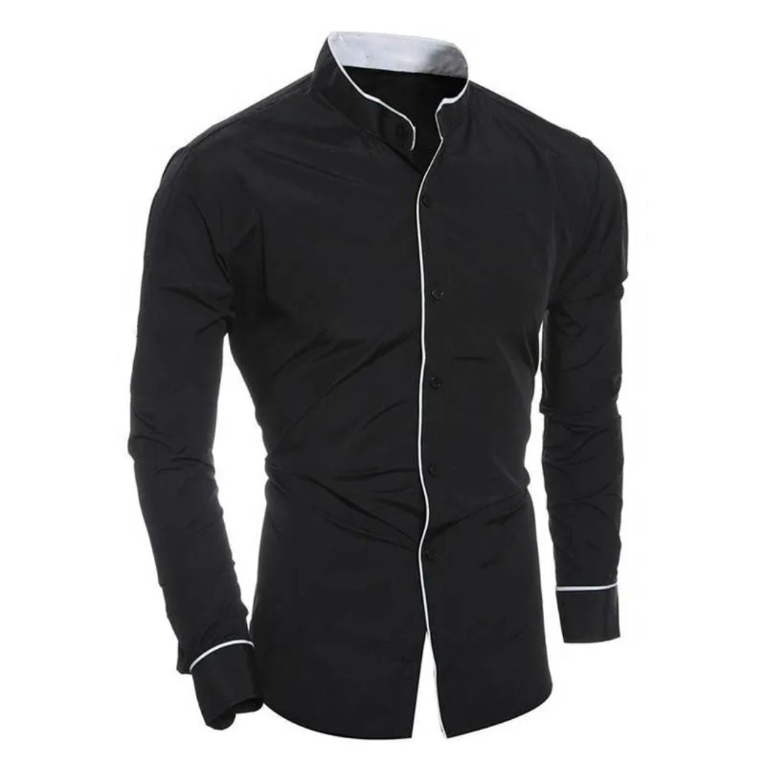 Trachtenhemd Herren - Weiß Oktoberfest-Schwarz-M-Chaps Herrenmode