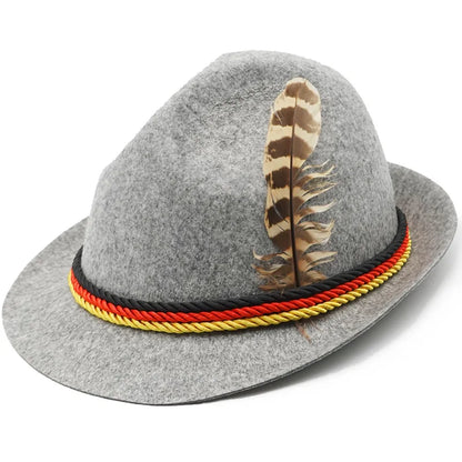 Trachtenhut - Herren Filz Traditionell Bayerisch Grün Oktoberfest-Grau-Chaps Herrenmode