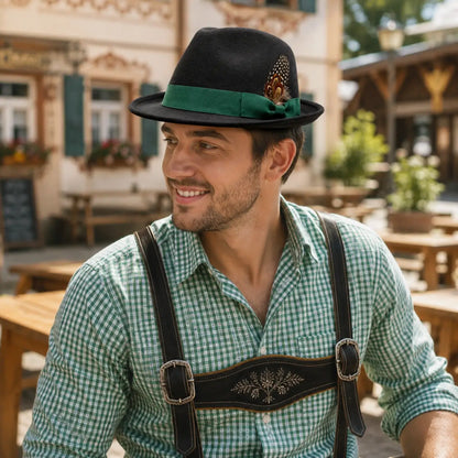 Trachtenhut - Herren Filz Traditionell Bayerisch Khaki Oktoberfest-Chaps Herrenmode