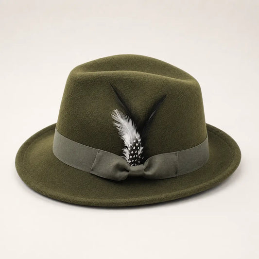 Trachtenhut - Herren Filz Traditionell Bayerisch Khaki Oktoberfest-Chaps Herrenmode