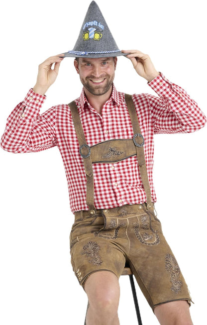 Trachtenhut - Herren Leder Filz Stickerei Oktoberfest-Chaps Herrenmode