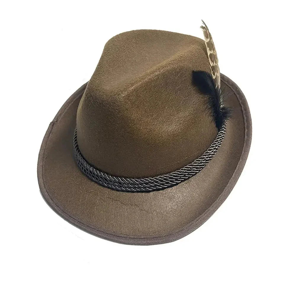 Trachtenhut - Herren Traditionell Bayerisch Dunkelgrün Oktoberfest-Braun-Chaps Herrenmode
