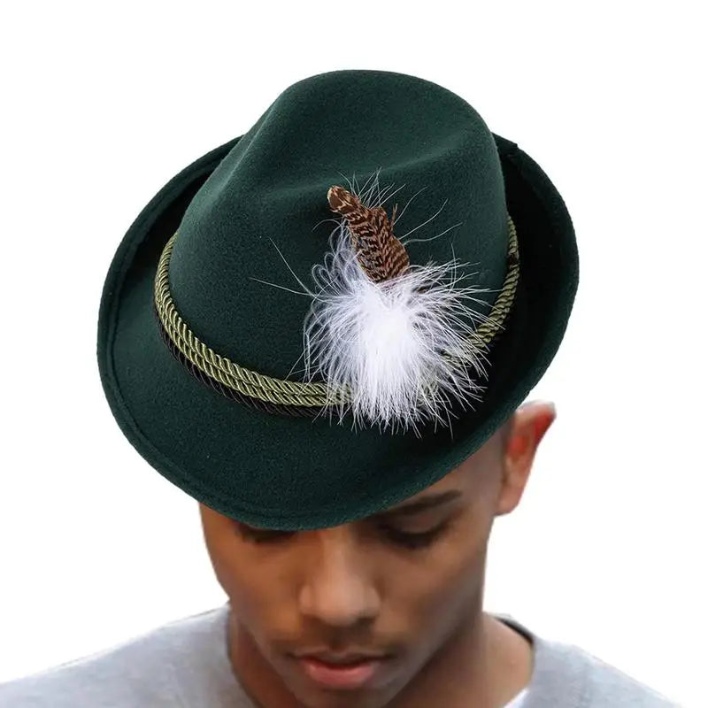 Trachtenhut - Herren Traditionell Bayerisch Dunkelgrün Oktoberfest-Chaps Herrenmode