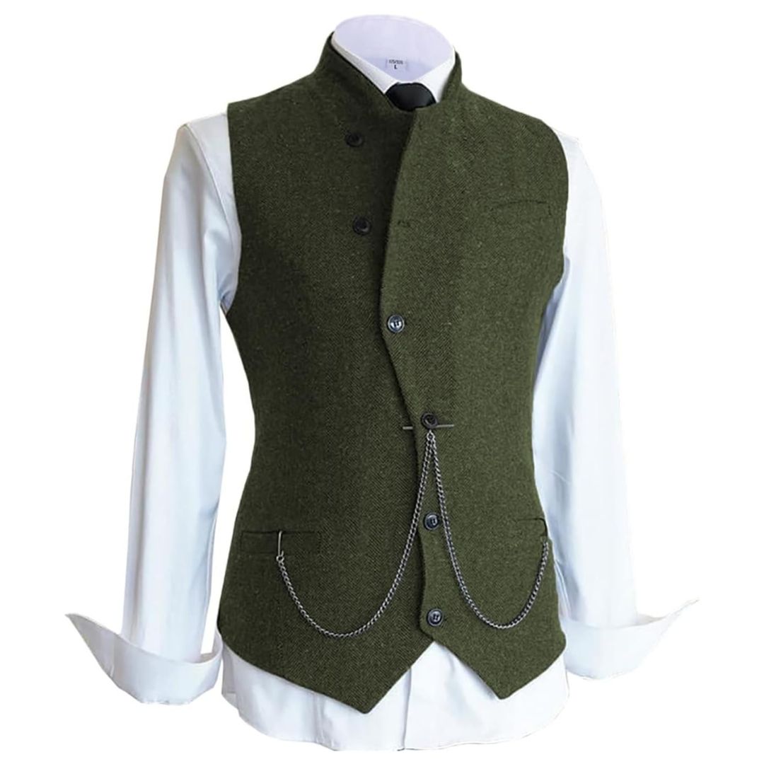 Trachtenweste Herren - Braun Oktoberfest-Armeegrün-Chaps Herrenmode