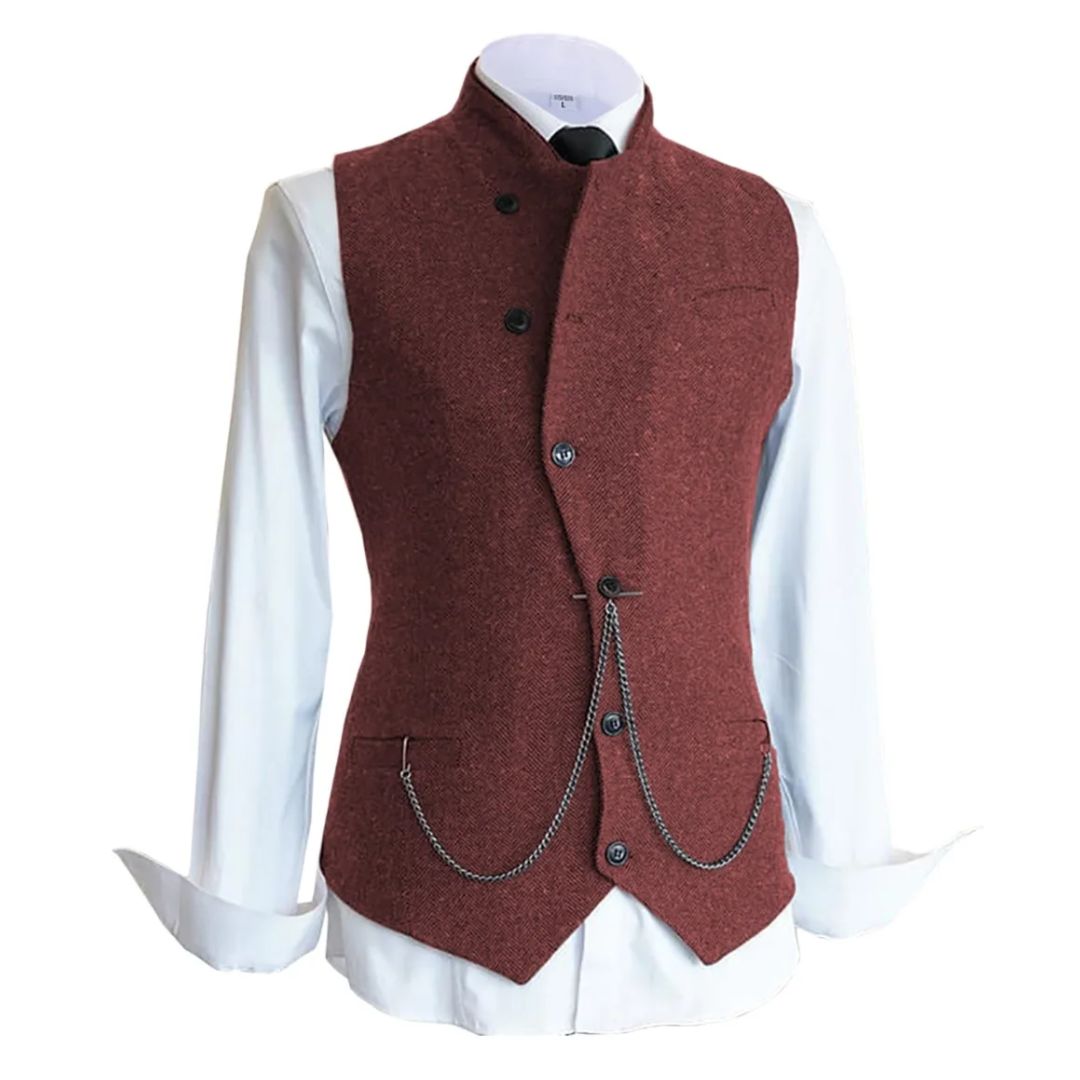 Trachtenweste Herren - Braun Oktoberfest-Burgund-Chaps Herrenmode