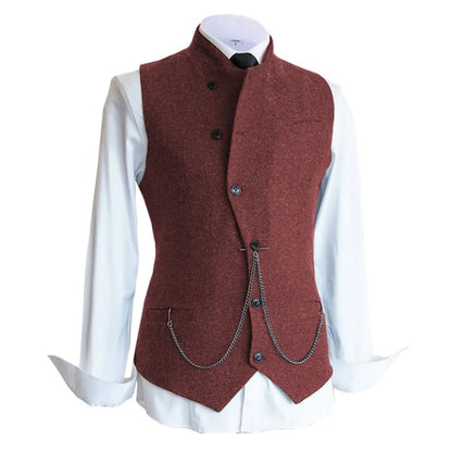 Trachtenweste Herren - Braun Oktoberfest-Burgund-Chaps Herrenmode
