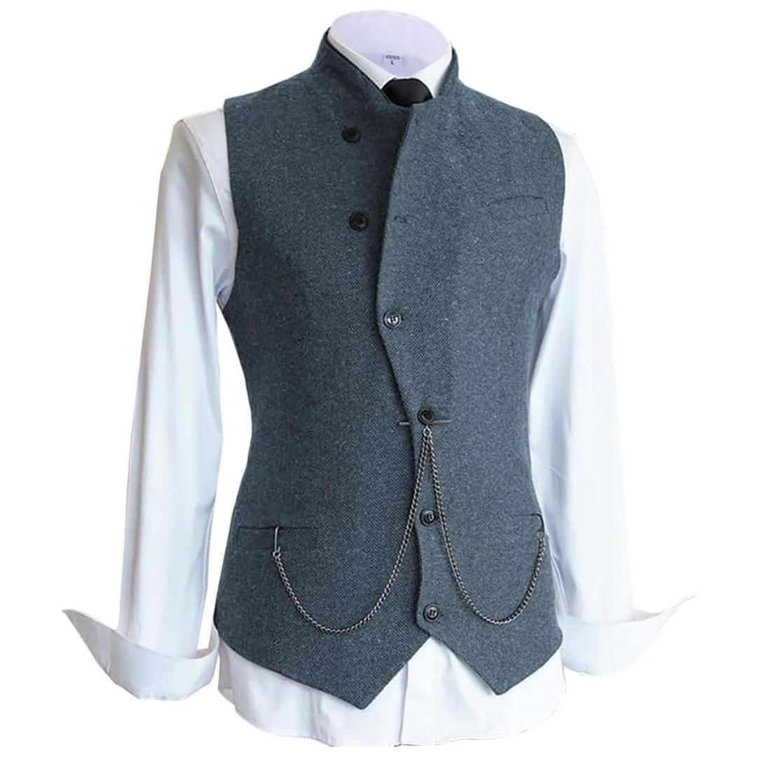 Trachtenweste Herren - Braun Oktoberfest-Hellblau-Chaps Herrenmode