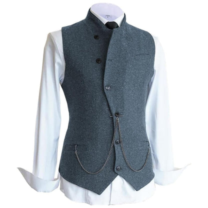 Trachtenweste Herren - Braun Oktoberfest-Hellblau-Chaps Herrenmode