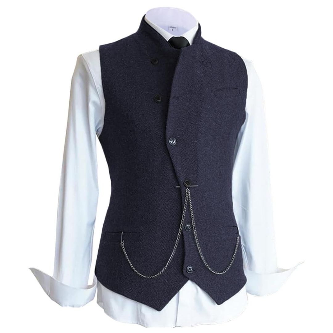 Trachtenweste Herren - Braun Oktoberfest-Navy Blau-Chaps Herrenmode