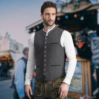 Trachtenweste Herren - Kurz Traditionell Schwarz Oktoberfest-Chaps Herrenmode