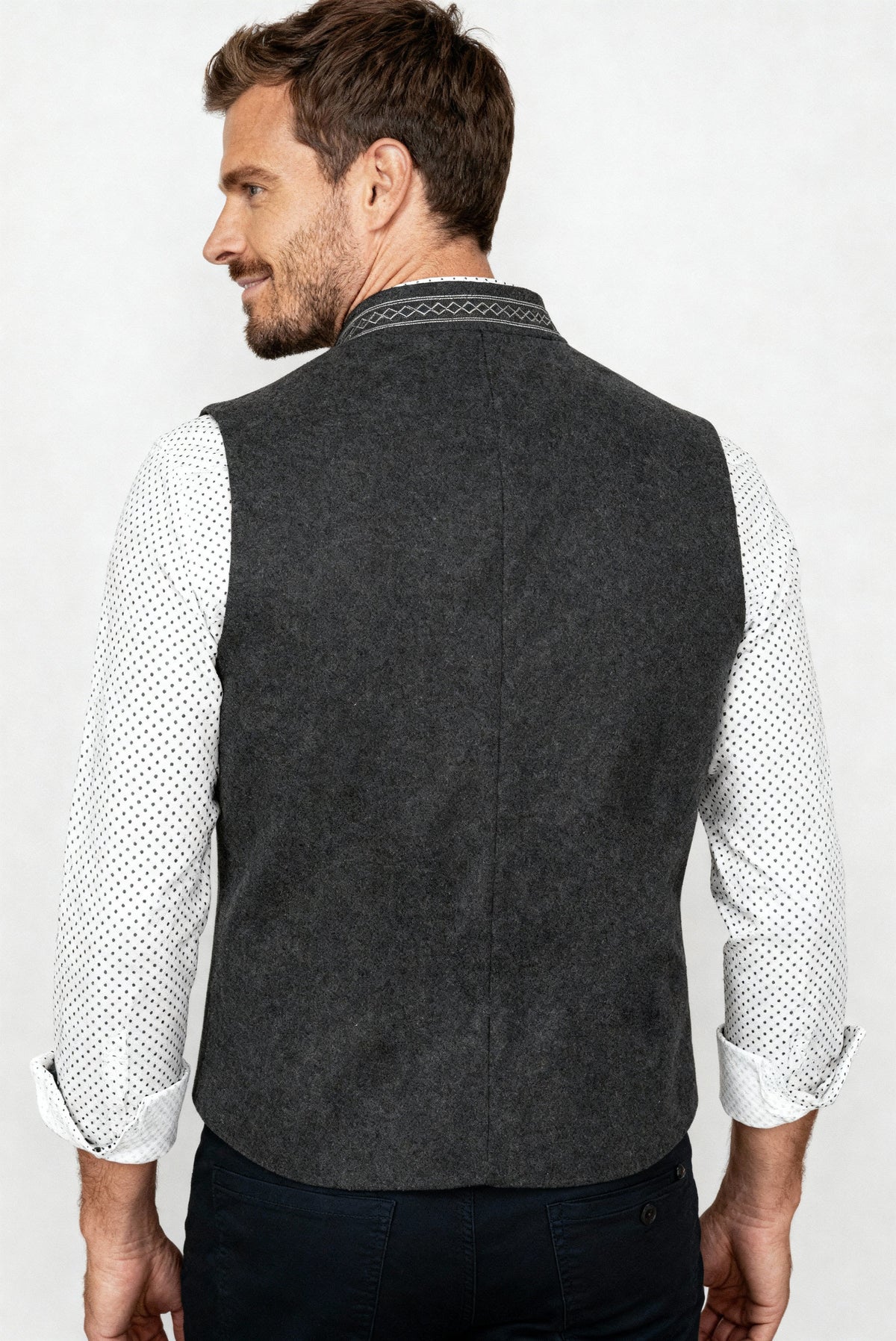 Trachtenweste Herren - Leder Traditionell Grau Oktoberfest-Chaps Herrenmode