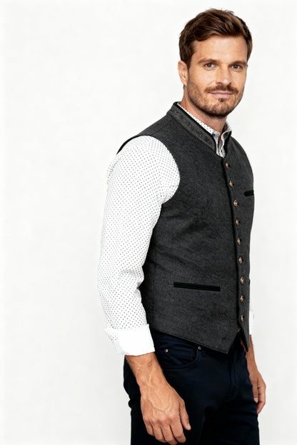 Trachtenweste Herren - Leder Traditionell Grau Oktoberfest-Chaps Herrenmode