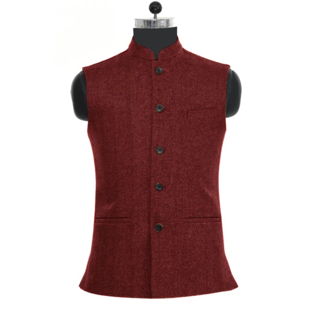 Trachtenweste Herren - Stehkragen Traditionell Burgund Oktoberfest-Burgund-XS-Chaps Herrenmode