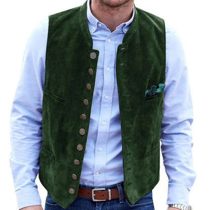 Trachtenweste Herren - Traditionell Braun Oktoberfest-Dunkelgrün-S-Chaps Herrenmode