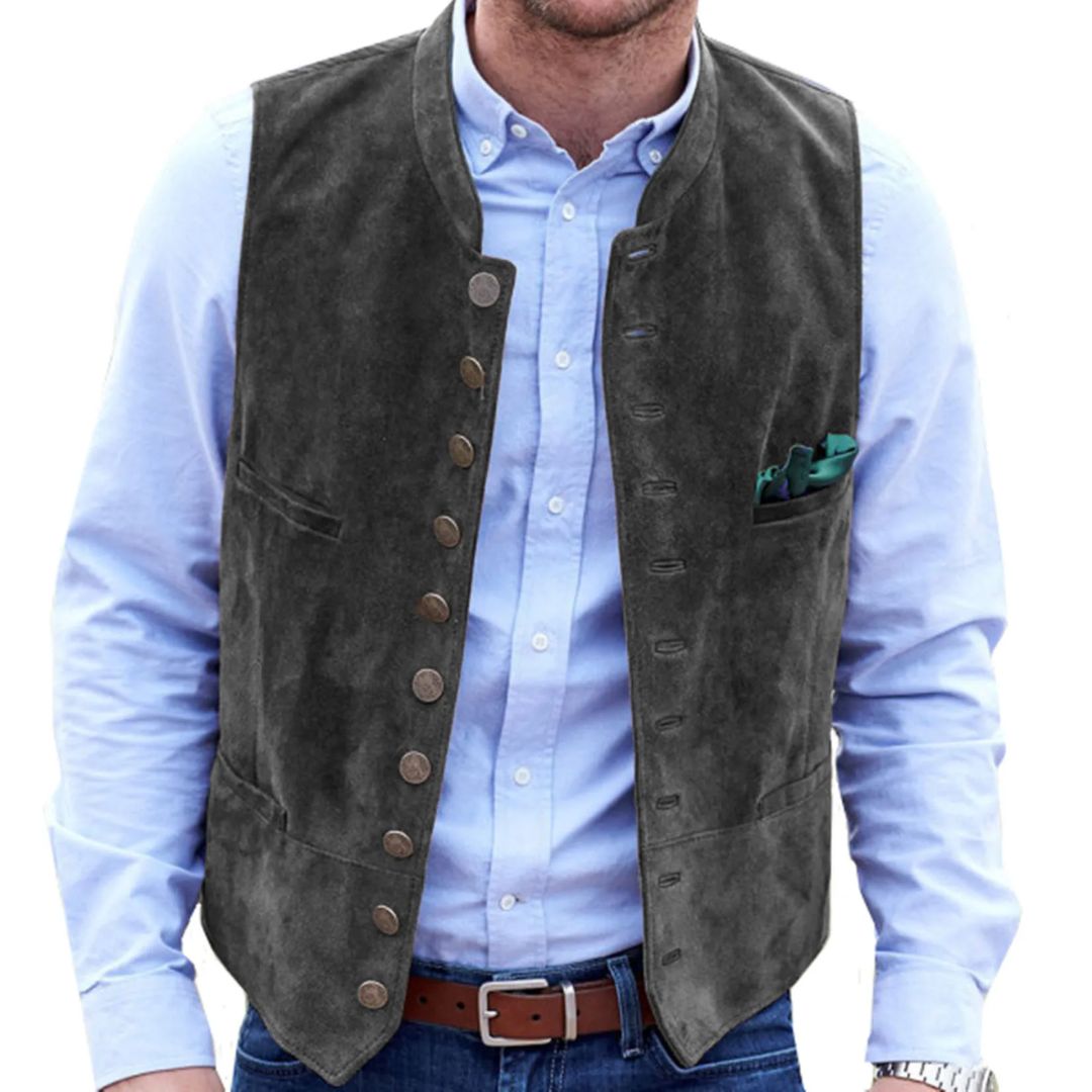 Trachtenweste Herren - Traditionell Braun Oktoberfest-Grau-S-Chaps Herrenmode