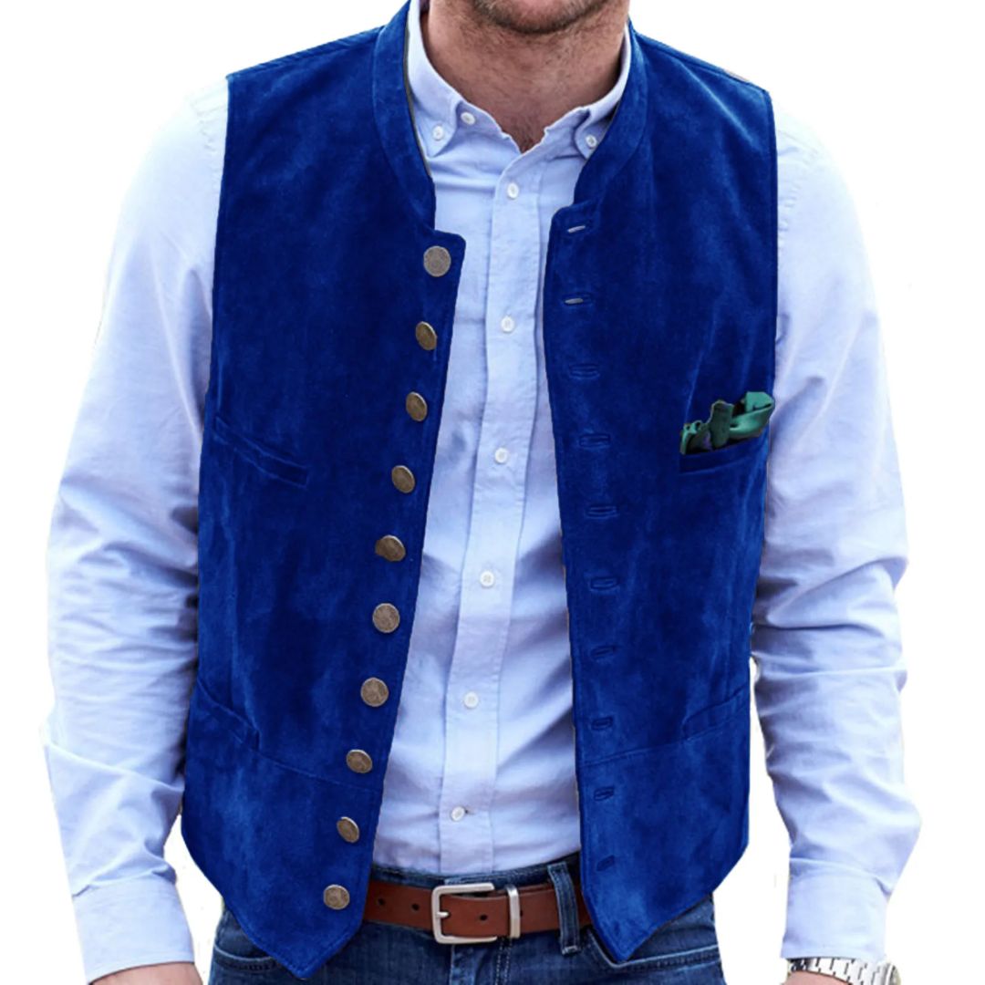 Trachtenweste Herren - Traditionell Braun Oktoberfest-Königsblau-S-Chaps Herrenmode