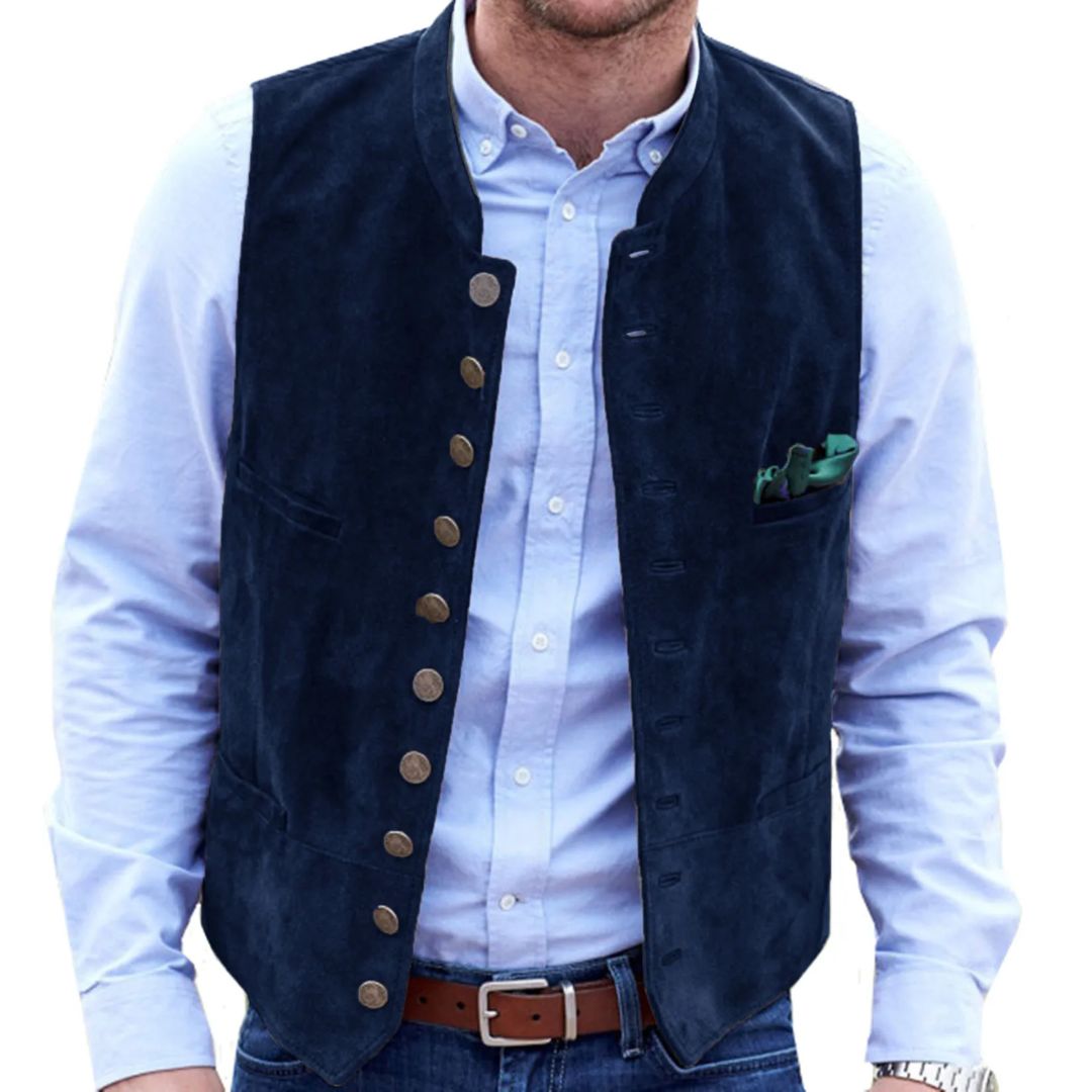 Trachtenweste Herren - Traditionell Braun Oktoberfest-Navy blau-S-Chaps Herrenmode