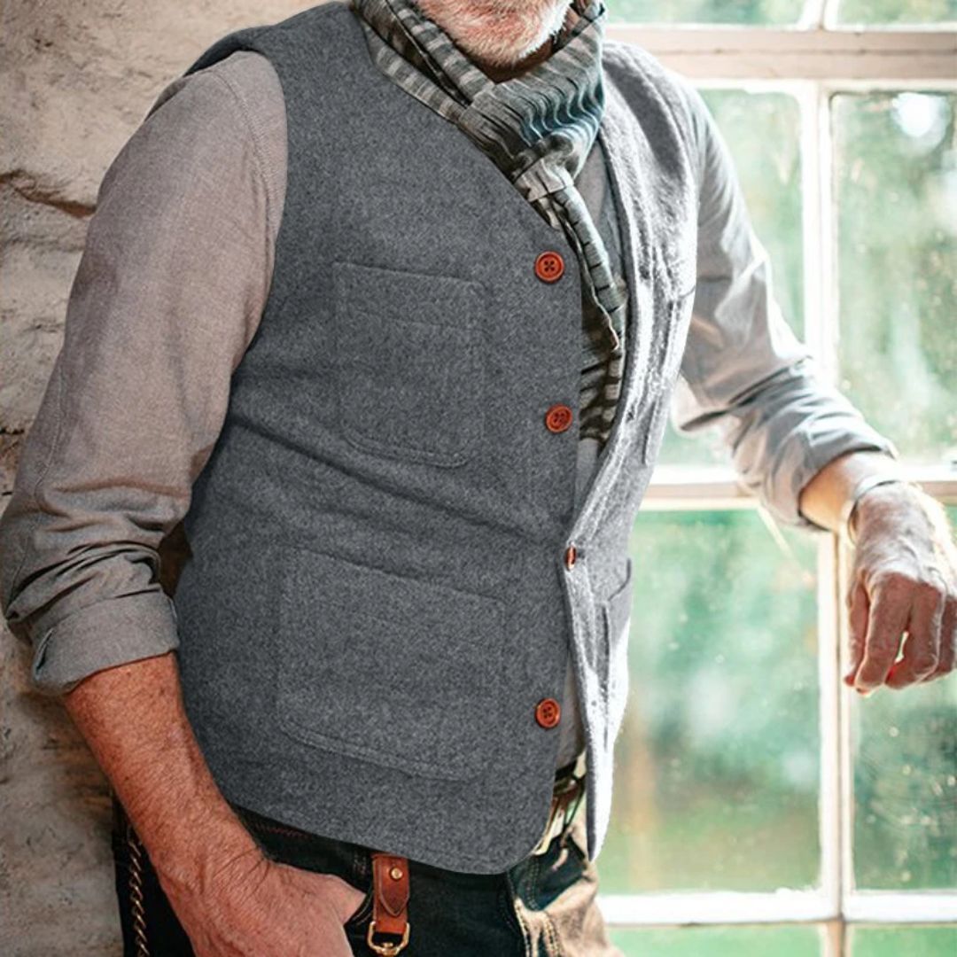 Trachtenweste Herren - Traditionell Grau Oktoberfest-Chaps Herrenmode
