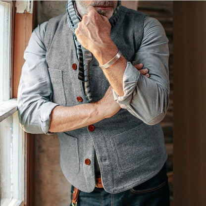 Trachtenweste Herren - Traditionell Grau Oktoberfest-Chaps Herrenmode