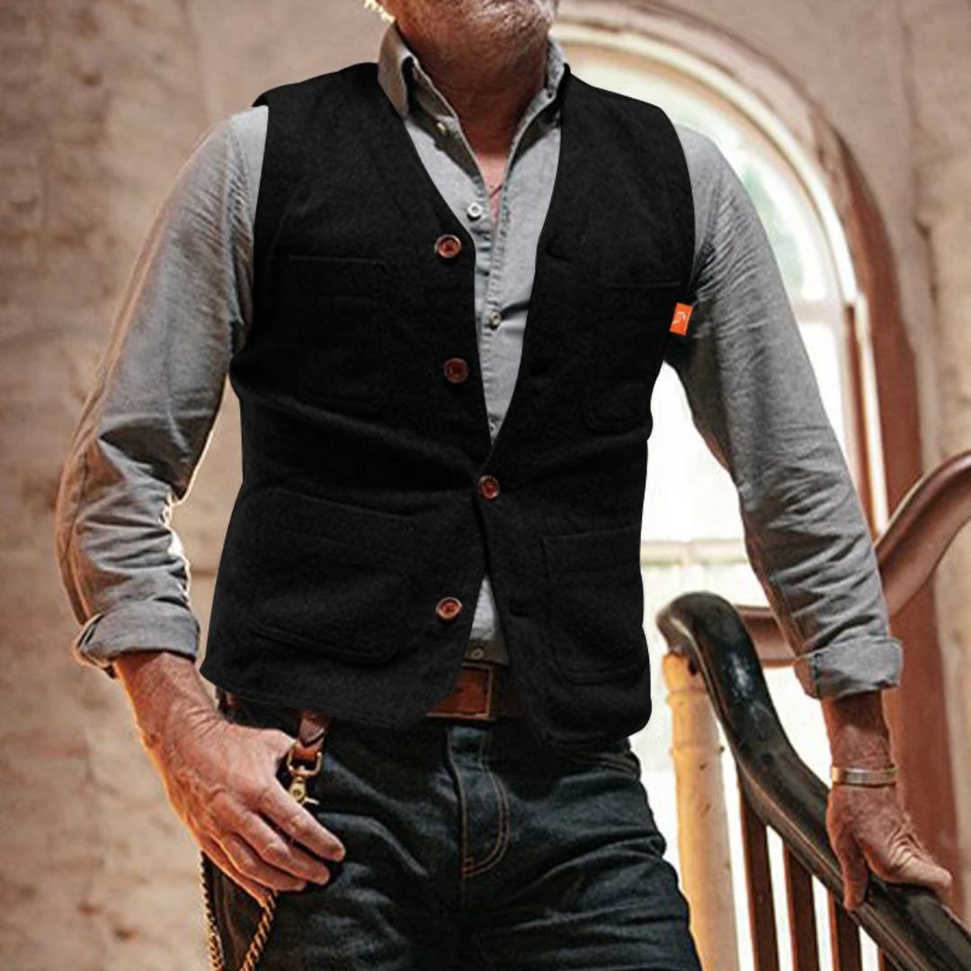 Trachtenweste Herren - Traditionell Grau Oktoberfest-Schwarz-S-Chaps Herrenmode