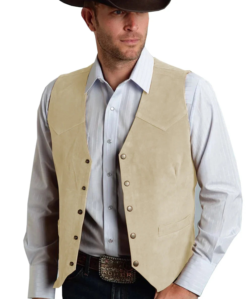 Trachtenweste Herren - Traditionell Rosa Oktoberfest-Beige-2XL-Chaps Herrenmode