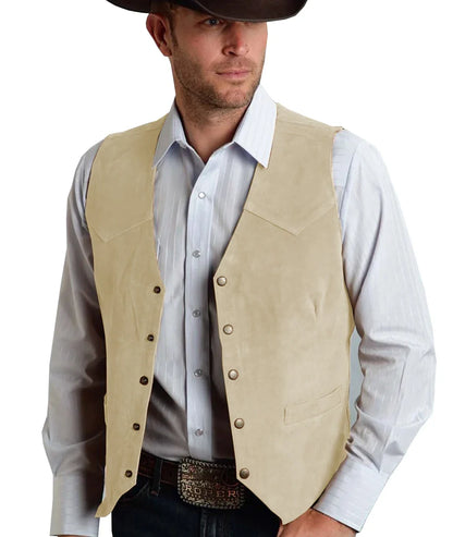 Trachtenweste Herren - Traditionell Rosa Oktoberfest-Beige-2XL-Chaps Herrenmode