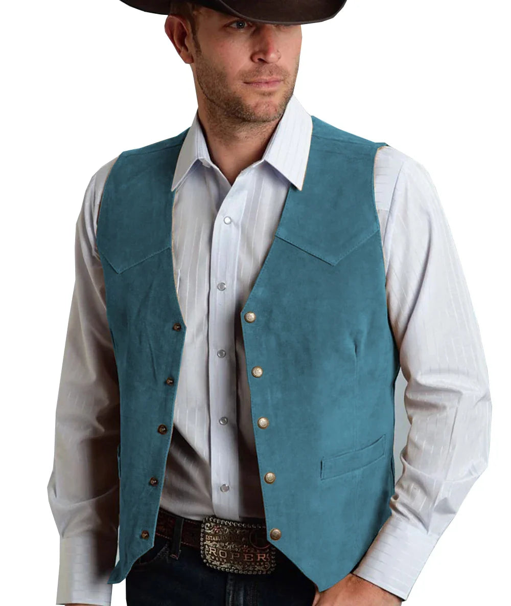 Trachtenweste Herren - Traditionell Rosa Oktoberfest-Blau-XS-Chaps Herrenmode