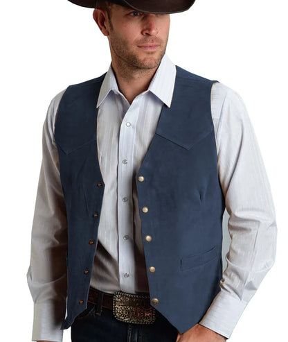 Trachtenweste Herren - Traditionell Rosa Oktoberfest-Dunkelblau-XS-Chaps Herrenmode
