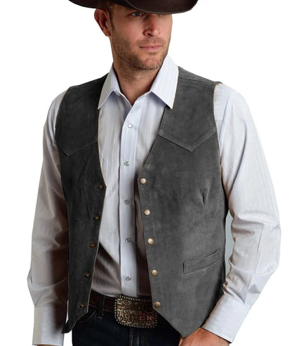Trachtenweste Herren - Traditionell Rosa Oktoberfest-Dunkelgrau-XS-Chaps Herrenmode
