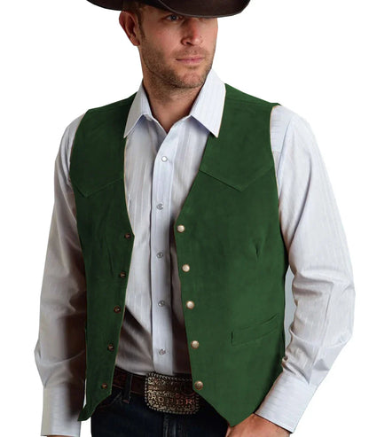 Trachtenweste Herren - Traditionell Rosa Oktoberfest-Dunkelgrün-XS-Chaps Herrenmode