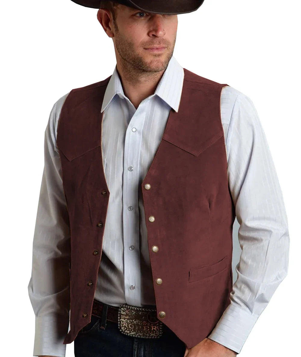 Trachtenweste Herren - Traditionell Rosa Oktoberfest-Dunkelrot-3XL-Chaps Herrenmode